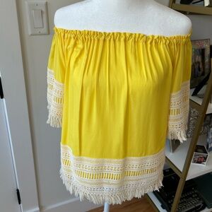 Ella Moss Yellow Off the Shoulder Boho Top XS